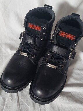 Harley-Davidson Women’s Black Leather Moto Boots Size 7